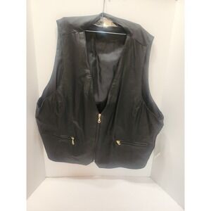 Hunter Run Black Leather Vest Front Zippers
